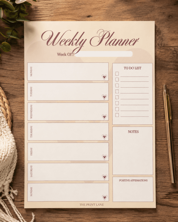 Coffee Hearts Weekly Planner
