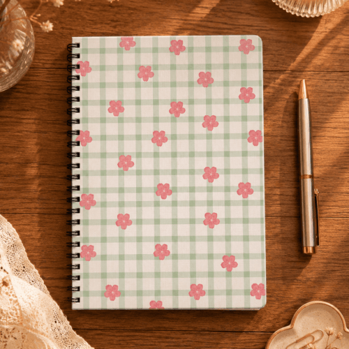 Green Gingham A5 Notebook