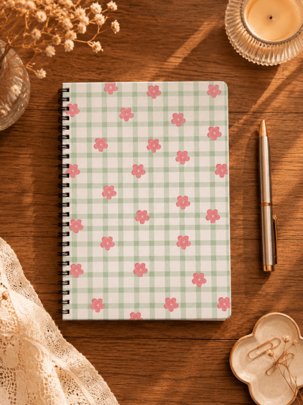Green Gingham A5 Notebook
