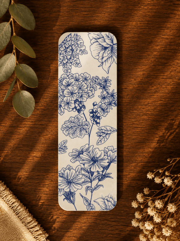 Blue Floral Bookmark Front Blue Floral Bookmark