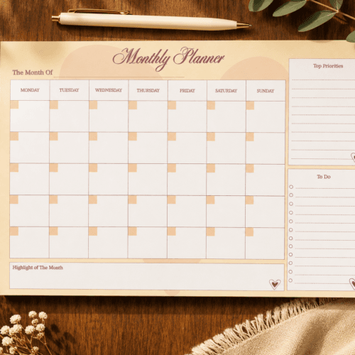Coffee Hearts Monthly Planner