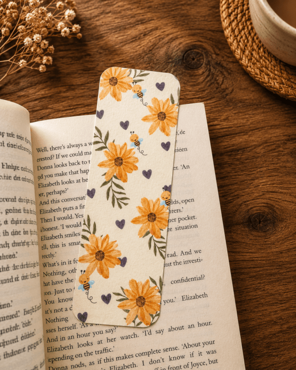 Yellow Floral & Honey Bee Bookmark Book Yellow Floral and Honey Bee Bookmark