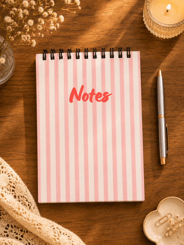 Red Lines A6 Notebook Front Red Lines A6 Notebook