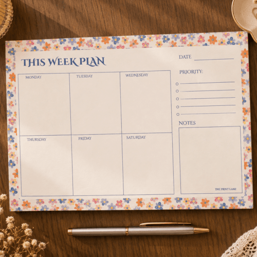Blue Floral Weekly Planner