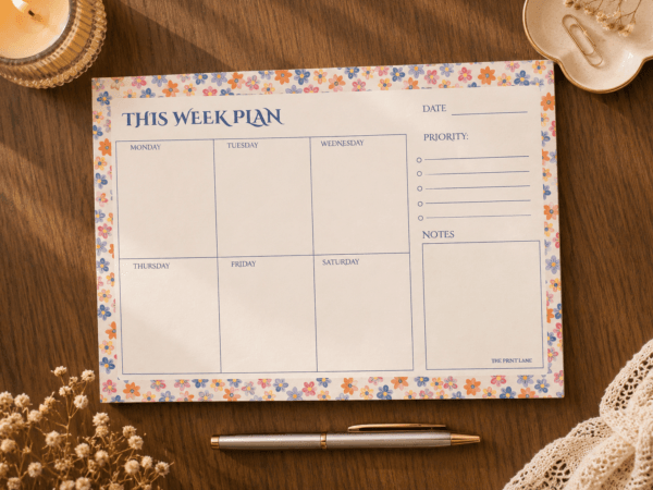 Blue Floral Weekly Planner
