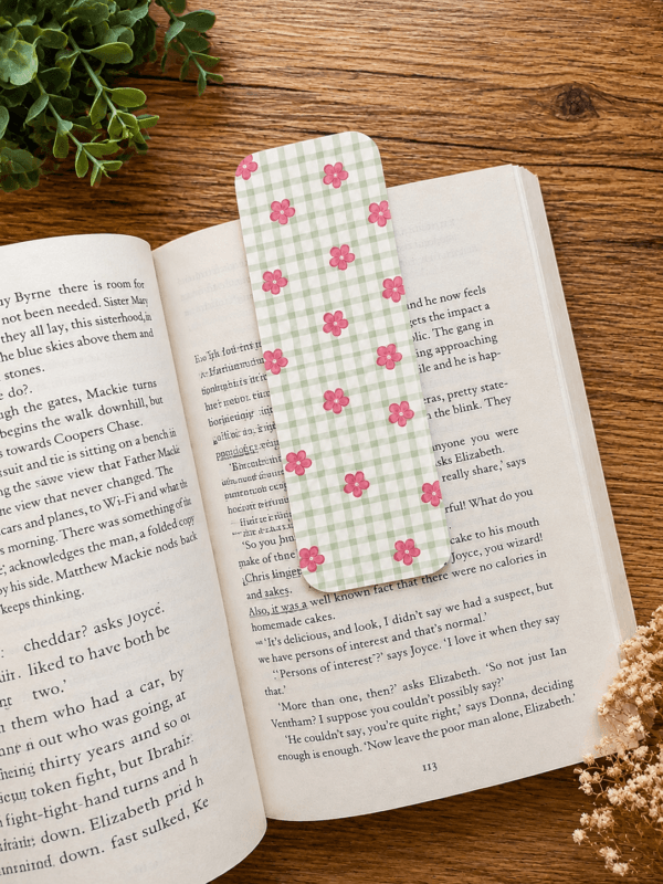 Green Gingham Bookmark