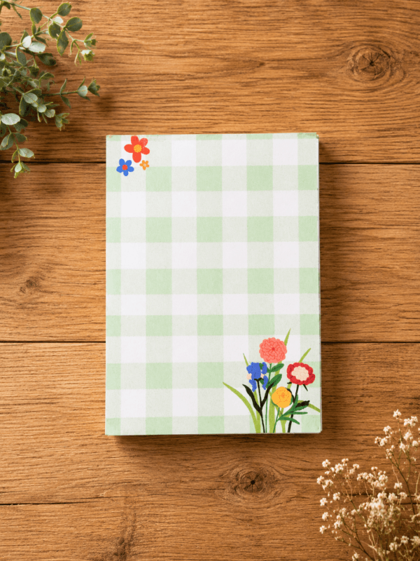 Green Gingham A7 Notepad